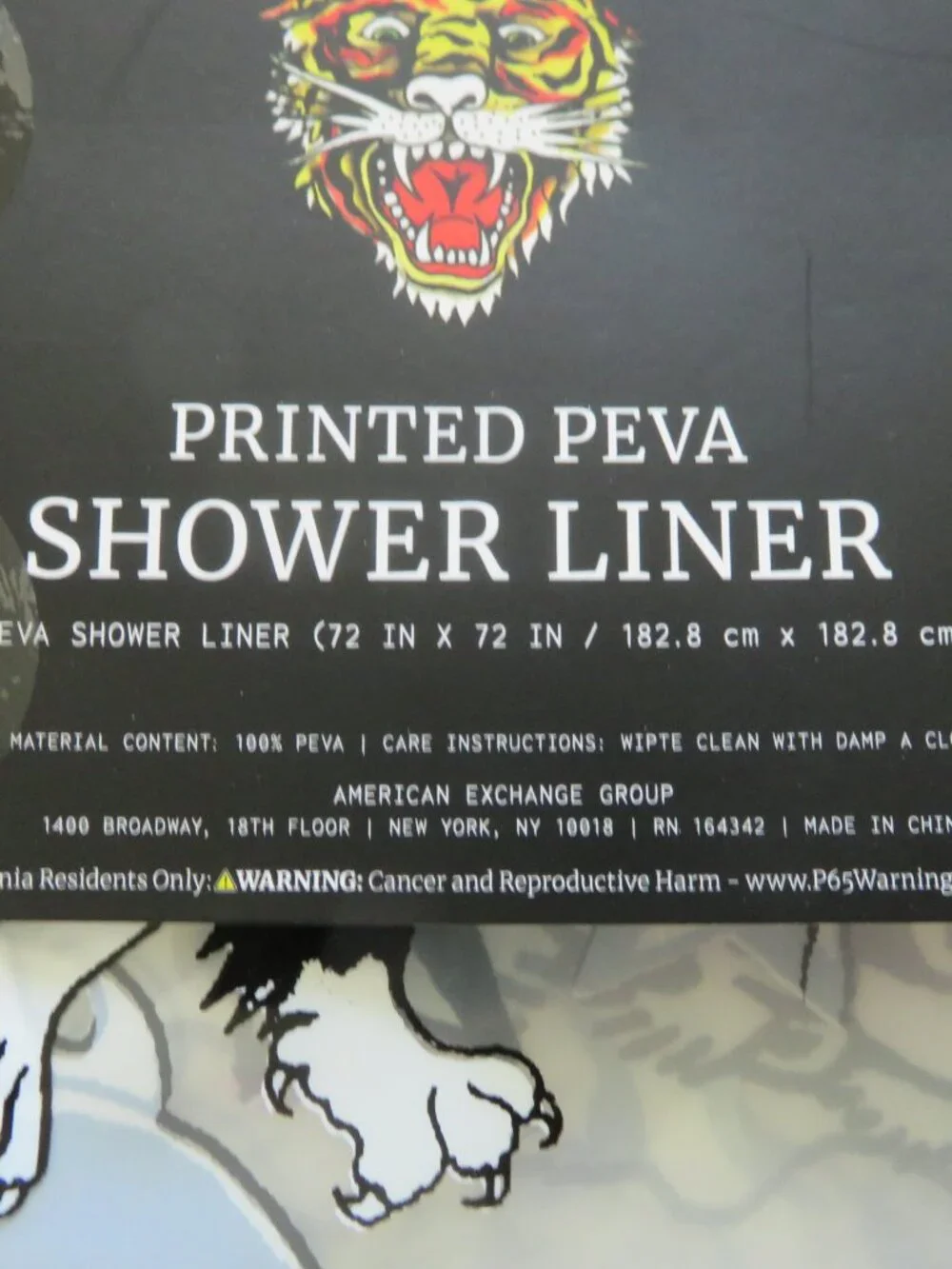 (#123) Ed Hardy Shower Curtain Liner 72x72 Tattoo PEVA